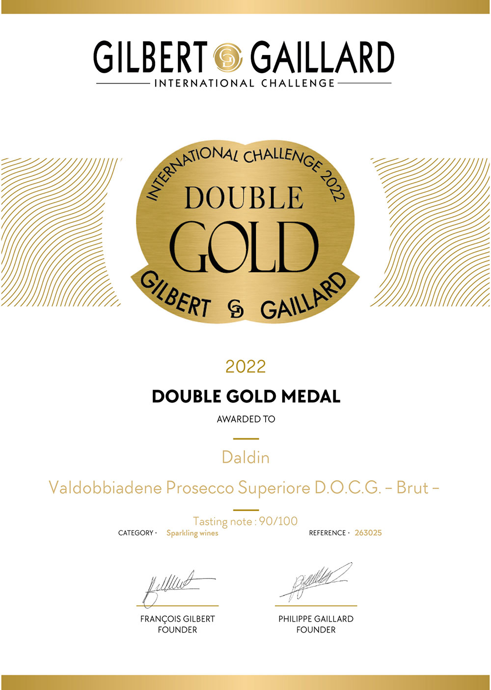 Diploma Double Gold - International Challange 2022 Gilbert et Gaillard